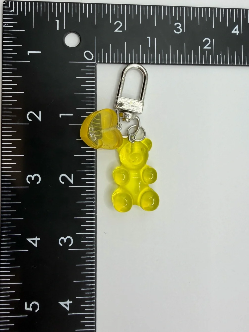 Yellow Gummy Bear & Heart Keychain Charm for Kids Accessories